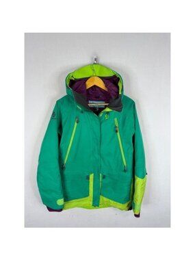 Scott Outerwear Womens Green Purple Colorblock Hooded Ski Jacket Size M 4-6 Down